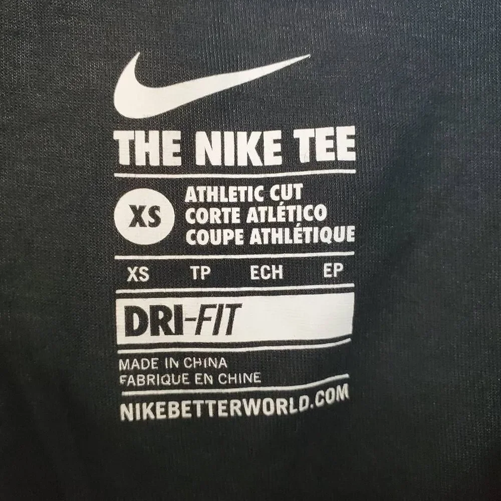 Nike Dri-Fit V-neck Run Dont Hide Short Sleeve Athletic Cut Graphic Tee Black XS